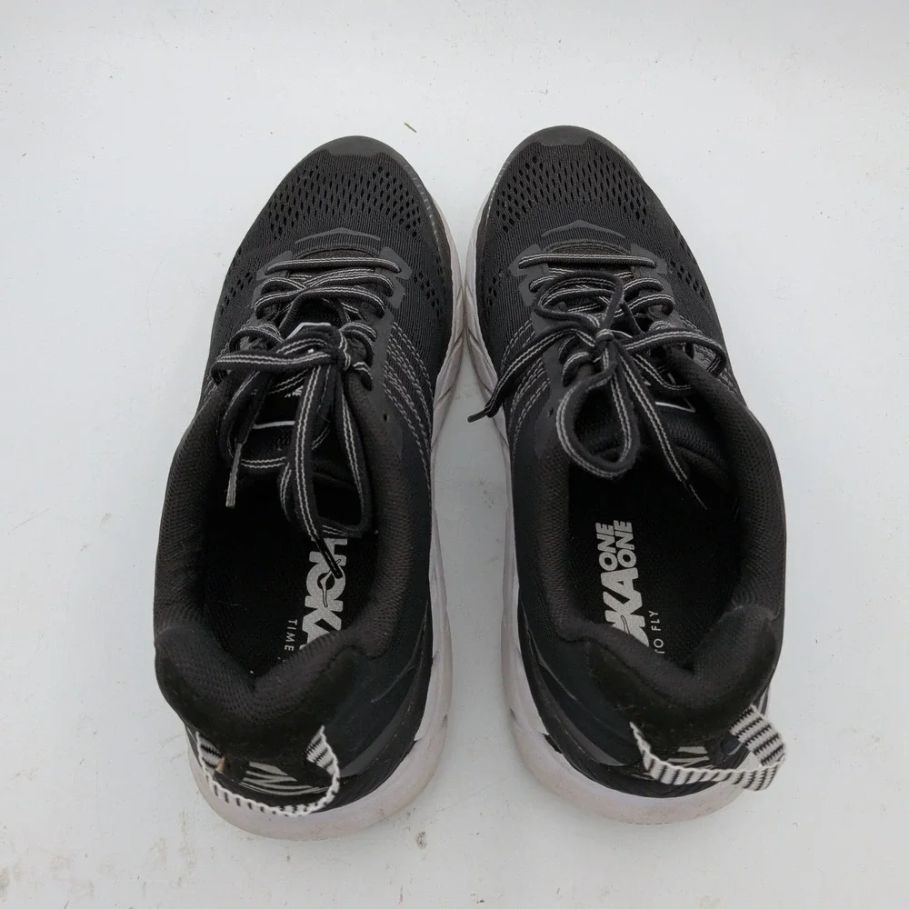 Hoka One One Clifton 6 Black White Running Shoes Womens 10 1102873-BWHT